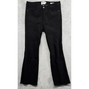 FRAME Denim Le Crop Mini Boot Black 100% Lamb Suede Black Pants Women's 30 EUC